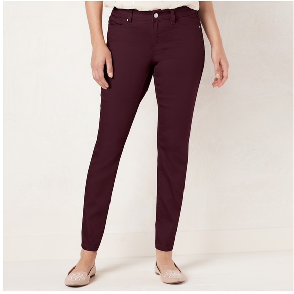 LC Lauren Conrad Denim - LC Lauren Conrad Burgundy Skinny Jeans SZ 4 New